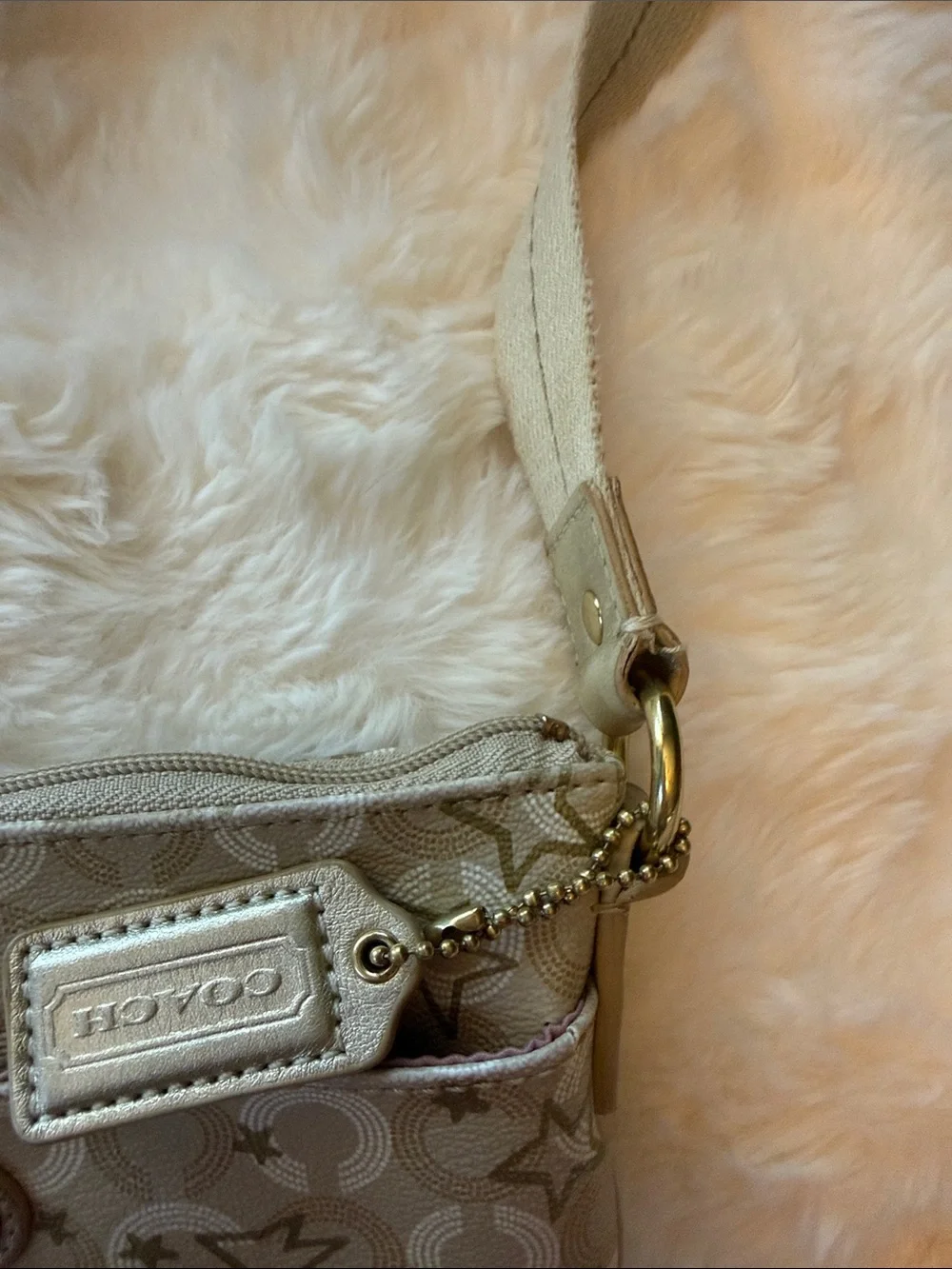 Coach Beige Star & Signature Crossbody Satchel Waverly snow queen satchel